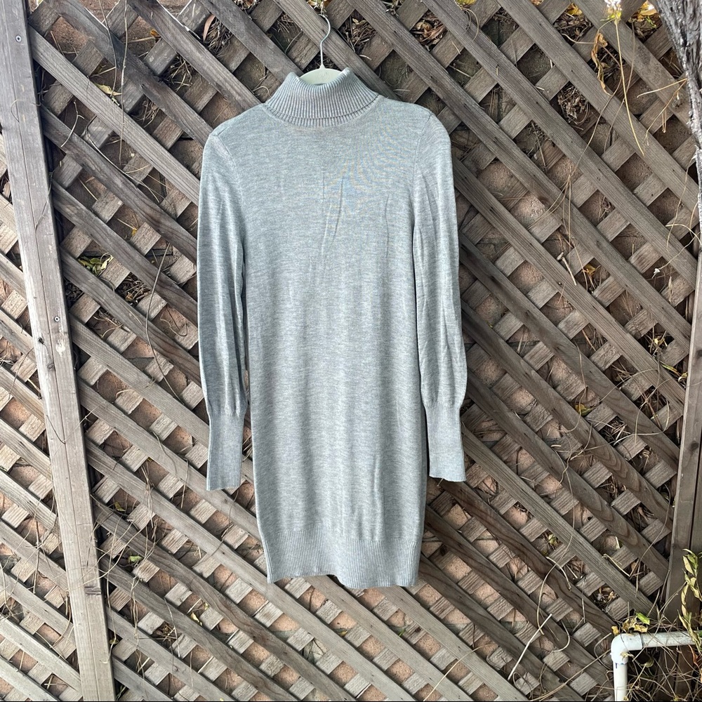 NWT White House Black Market Grey Knit Tunic Turtleneck Cowl Sweater Dress Sz XS